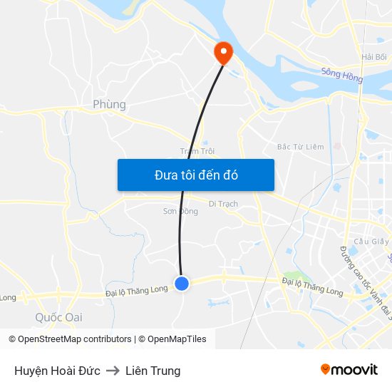 Huyện Hoài Đức to Liên Trung map