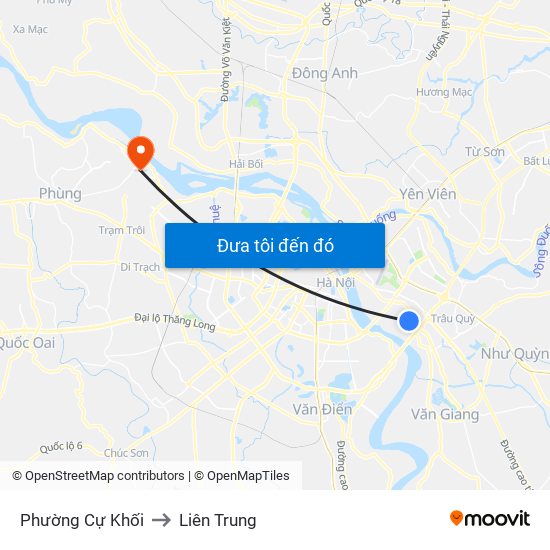 Phường Cự Khối to Liên Trung map