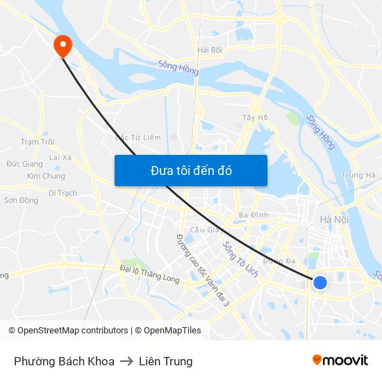 Phường Bách Khoa to Liên Trung map