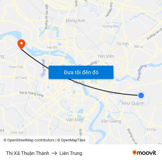 Thị Xã Thuận Thành to Liên Trung map