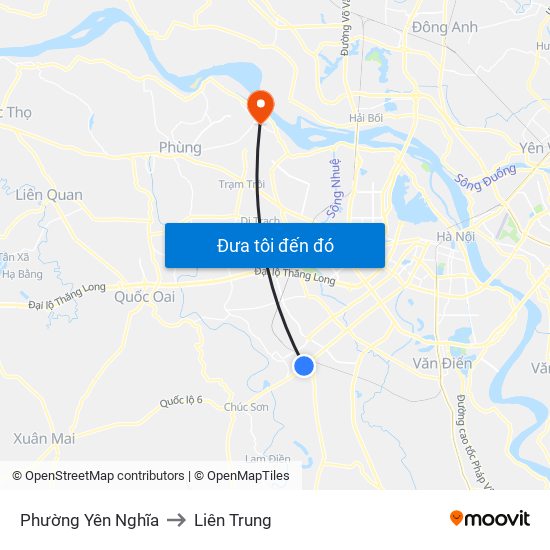 Phường Yên Nghĩa to Liên Trung map