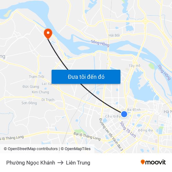 Phường Ngọc Khánh to Liên Trung map