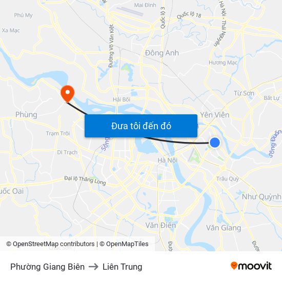 Phường Giang Biên to Liên Trung map