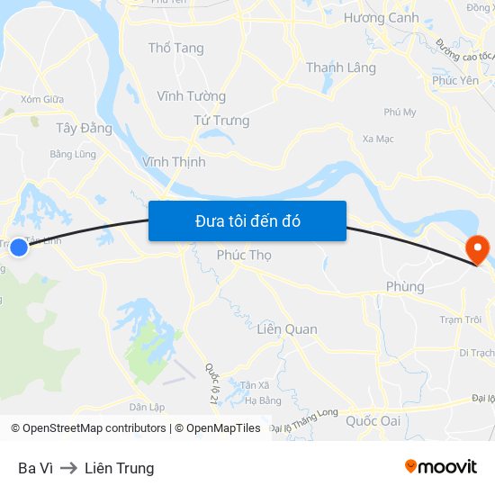 Ba Vì to Liên Trung map