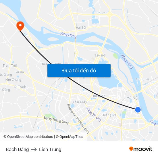 Bạch Đằng to Liên Trung map