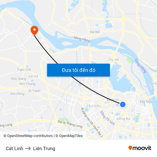 Cát Linh to Liên Trung map