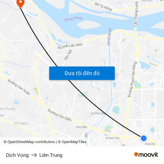 Dịch Vọng to Liên Trung map