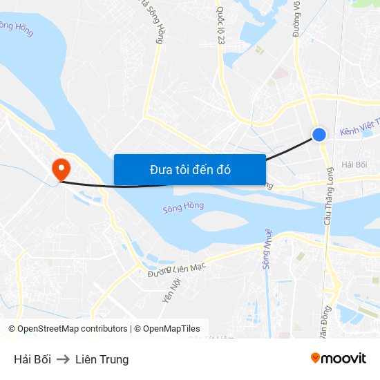 Hải Bối to Liên Trung map