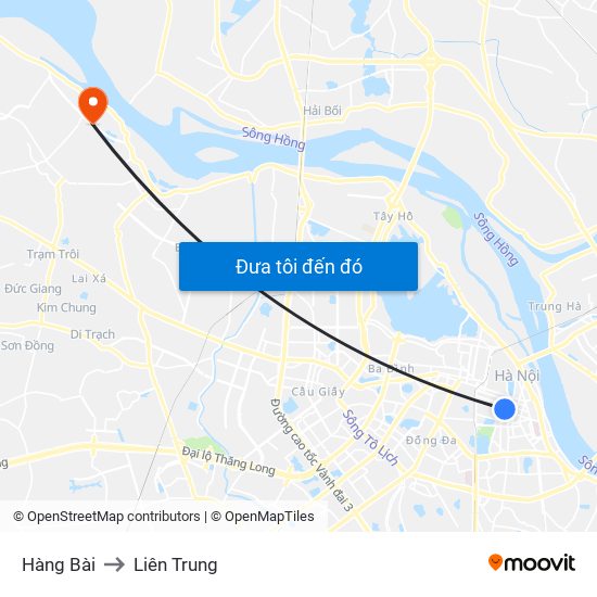 Hàng Bài to Liên Trung map