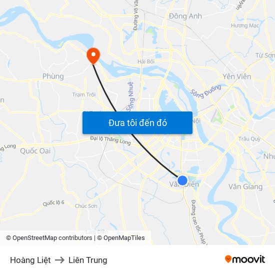 Hoàng Liệt to Liên Trung map