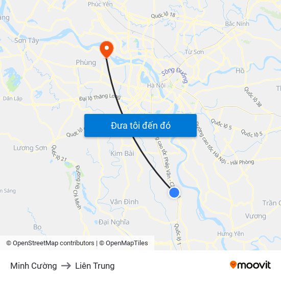 Minh Cường to Liên Trung map