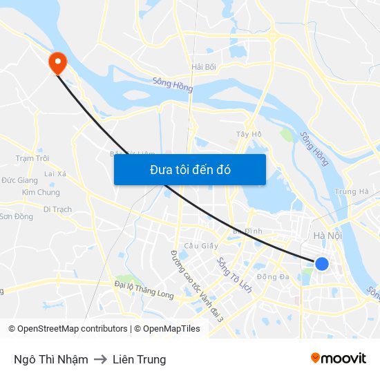 Ngô Thì Nhậm to Liên Trung map