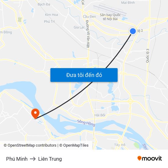 Phú Minh to Liên Trung map