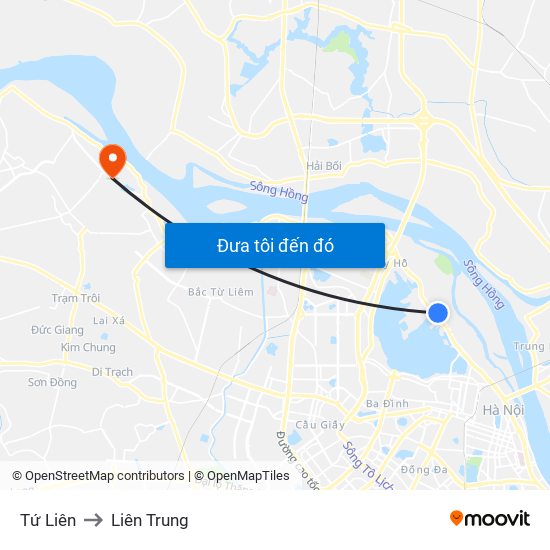 Tứ Liên to Liên Trung map