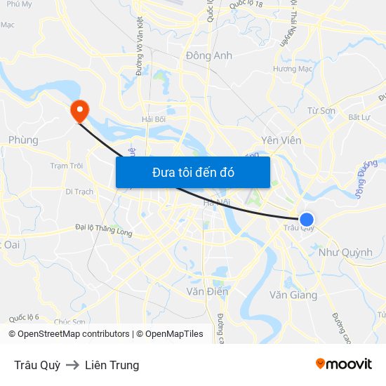 Trâu Quỳ to Liên Trung map