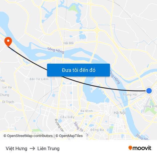 Việt Hưng to Liên Trung map