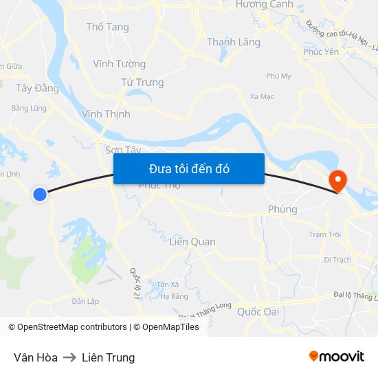 Vân Hòa to Liên Trung map