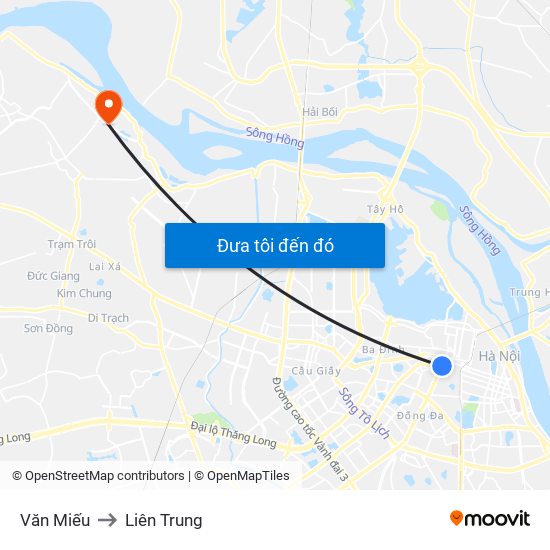 Văn Miếu to Liên Trung map