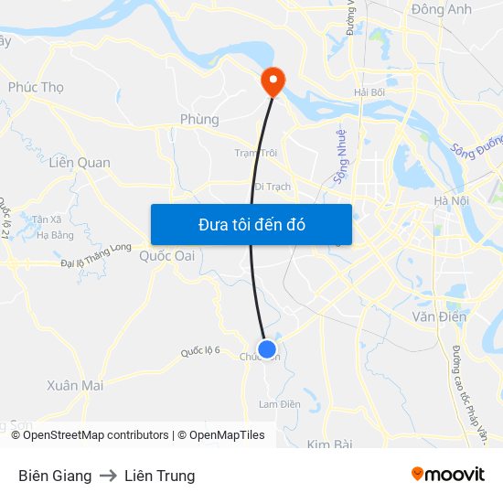 Biên Giang to Liên Trung map