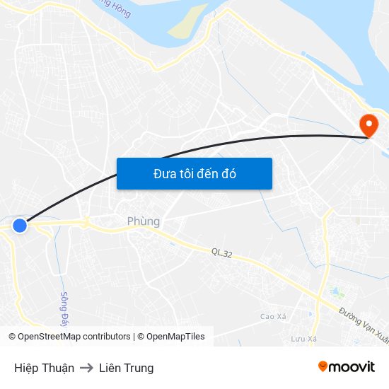 Hiệp Thuận to Liên Trung map