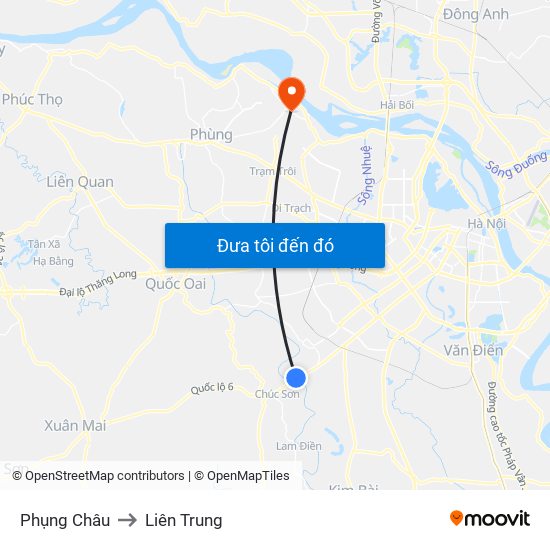 Phụng Châu to Liên Trung map