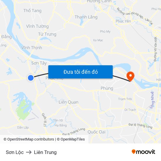 Sơn Lộc to Liên Trung map