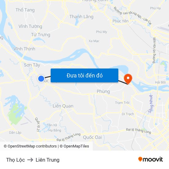 Thọ Lộc to Liên Trung map