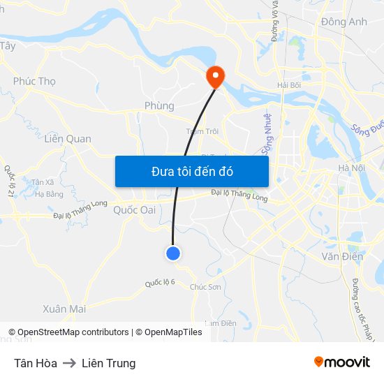 Tân Hòa to Liên Trung map