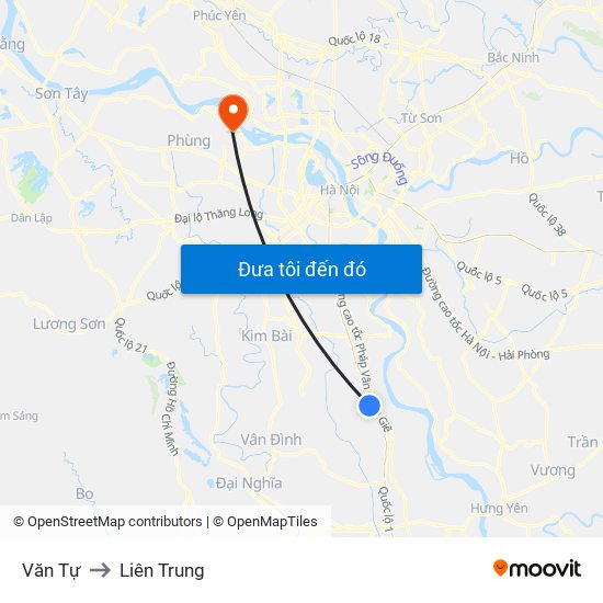 Văn Tự to Liên Trung map