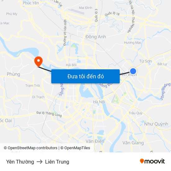 Yên Thường to Liên Trung map