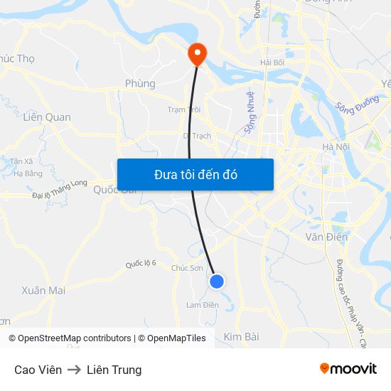 Cao Viên to Liên Trung map