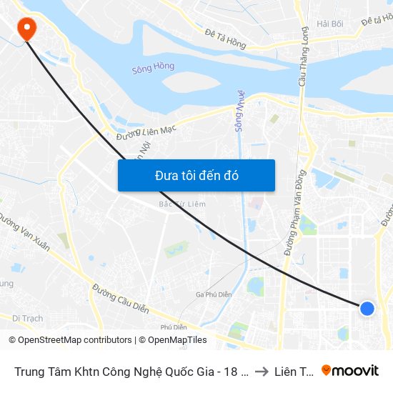 Trung Tâm Khtn Công Nghệ Quốc Gia - 18 Hoàng Quốc Việt to Liên Trung map
