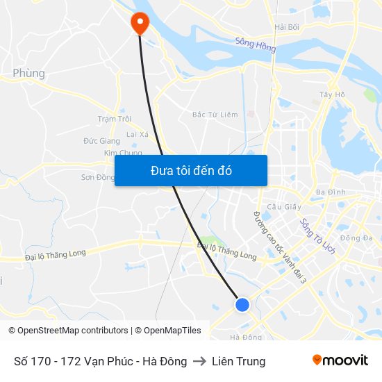 Số 170 - 172 Vạn Phúc - Hà Đông to Liên Trung map