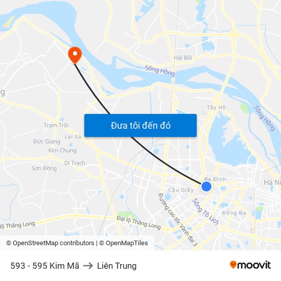 593 - 595 Kim Mã to Liên Trung map