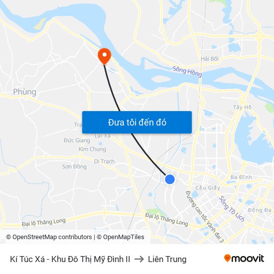 Kí Túc Xá - Khu Đô Thị Mỹ Đình II to Liên Trung map