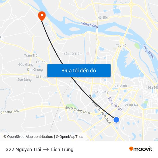 322 Nguyễn Trãi to Liên Trung map