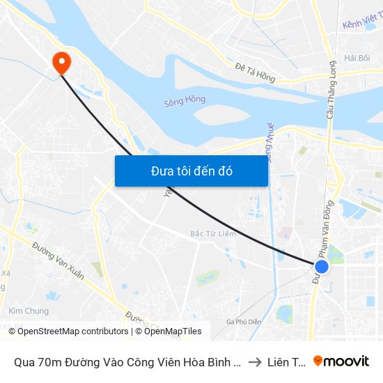 Qua 70m Đường Vào Công Viên Hòa Bình - Phạm Văn Đồng to Liên Trung map