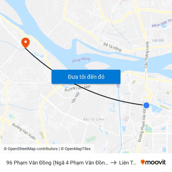 96 Phạm Văn Đồng (Ngã 4 Phạm Văn Đồng - Xuân Đỉnh) to Liên Trung map