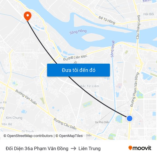 Đối Diện 36a Phạm Văn Đồng to Liên Trung map