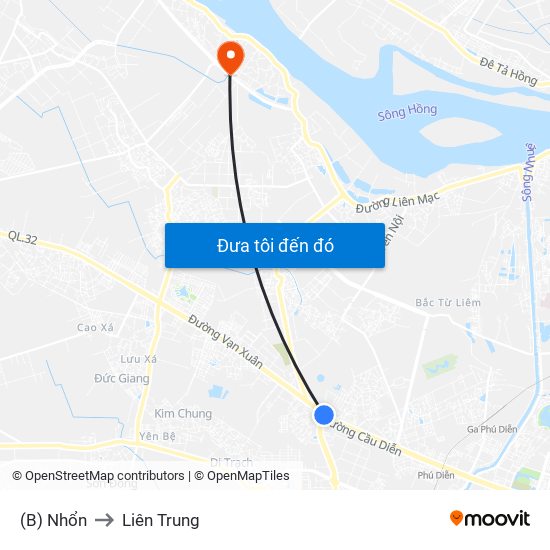 (B) Nhổn to Liên Trung map