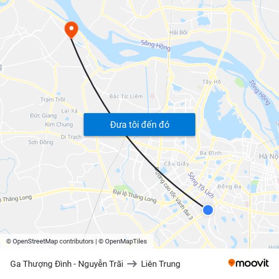 Ga Thượng Đình - Nguyễn Trãi to Liên Trung map