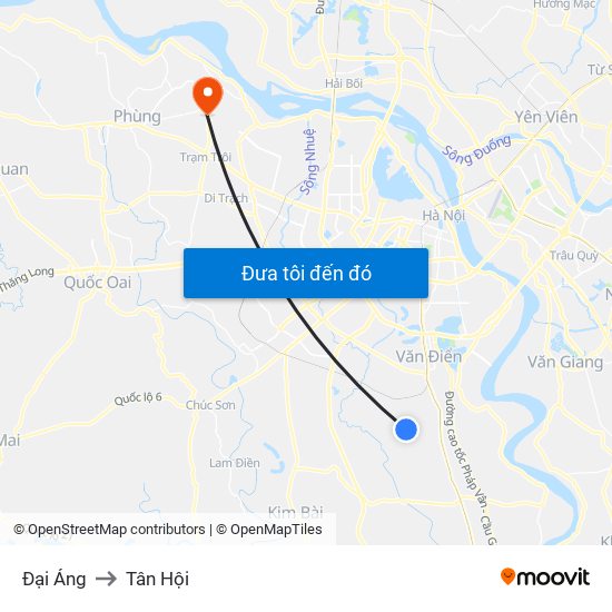 Đại Áng to Tân Hội map