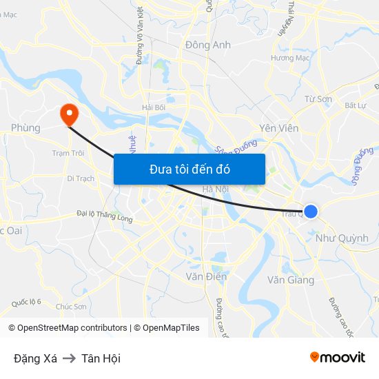 Đặng Xá to Tân Hội map