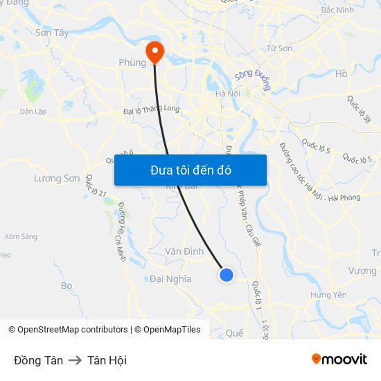 Đồng Tân to Tân Hội map