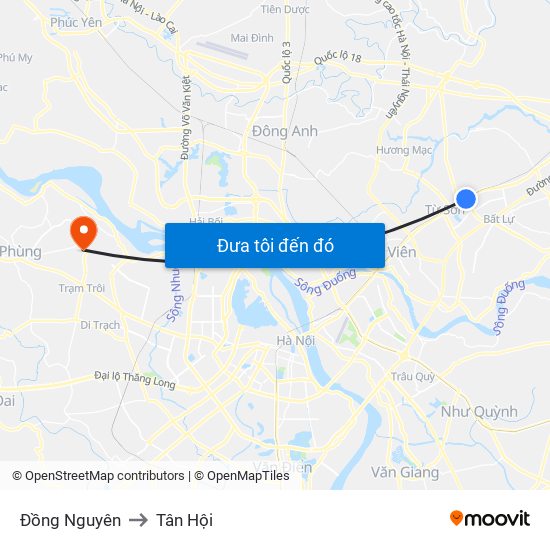 Đồng Nguyên to Tân Hội map
