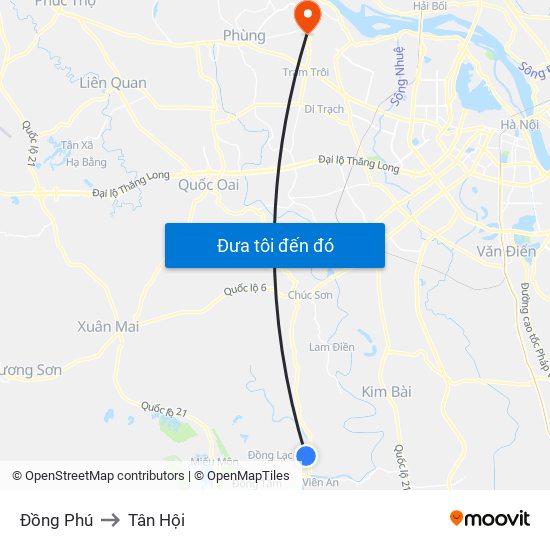 Đồng Phú to Tân Hội map