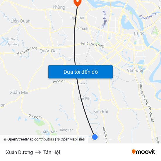 Xuân Dương to Tân Hội map