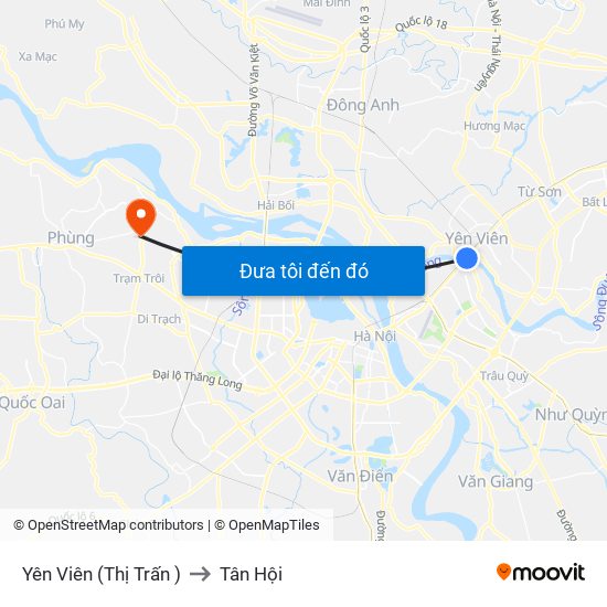 Yên Viên (Thị Trấn ) to Tân Hội map