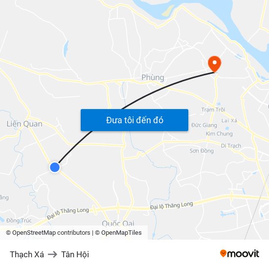 Thạch Xá to Tân Hội map