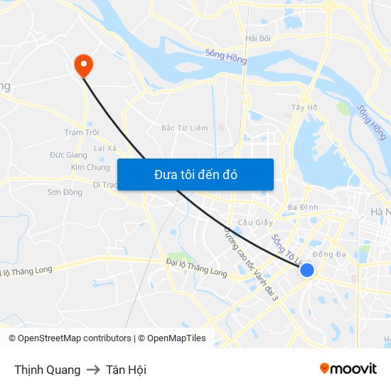 Thịnh Quang to Tân Hội map